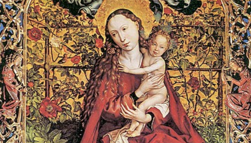 Madonna of the Rose Garden, Martin Schongauer. (Wikimedia Commons)