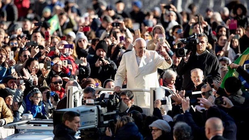 Pope Francis on the popemobile Dec. 4, 2019. (Daniel Ibanez/CNA)