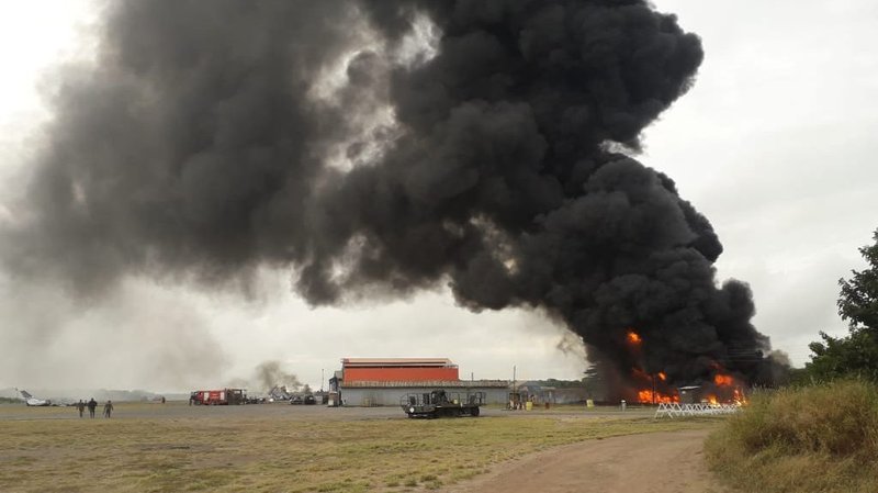 Smoke rises from a military base in Lamu County, Kenya, Jan. 5, 2020, after the Somali extremist group al-Shabab said it attacked the base. One American service member and two U.S. defense contractors were killed. (CNS photo/Xinhua News Agency, Latin America News Agency via Reuters)