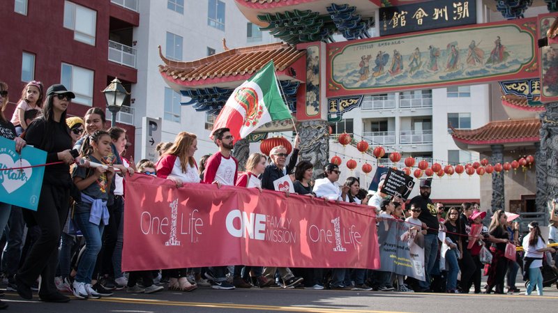 The sixth annual OneLife LA Walk for Life makes its way through Chinatown Jan. 18. (JohnMichael Filippone)