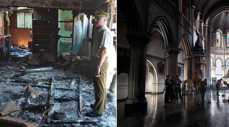 Vandals damaged the Church of San Francisco de Borja in Santiago on Dec. 3. (Carabineros of Chile/Twitter via CNA)