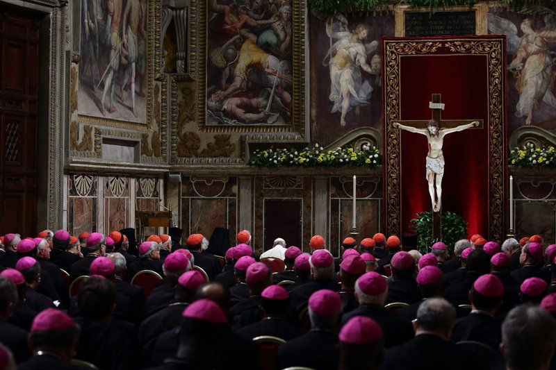 Pope Francis and prelates from around the world attend a penitential liturgy during a meeting on the protection of minors in the church at the Vatican in this Feb. 23, 2019, file photo. (CNS photo/Evandro Inetti, pool)