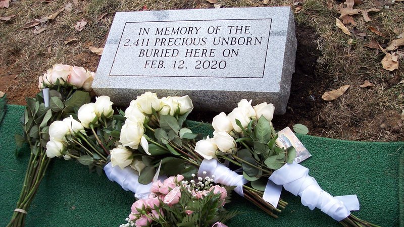 A memorial stone is seen at the burial site of 2,411 aborted babies, whose remains were interred Feb. 12, 2020, at Southlawn Cemetery in South Bend, Ind. The babies had been aborted between 2000 and 2003 by the late Dr. Ulrich "George" Klopfer, who operated abortion clinics in Indiana since the 1970s and committed an estimated 30,000 abortions before having his license revoked in 2016. (CNS photo/Indiana Office of the Attorney General)