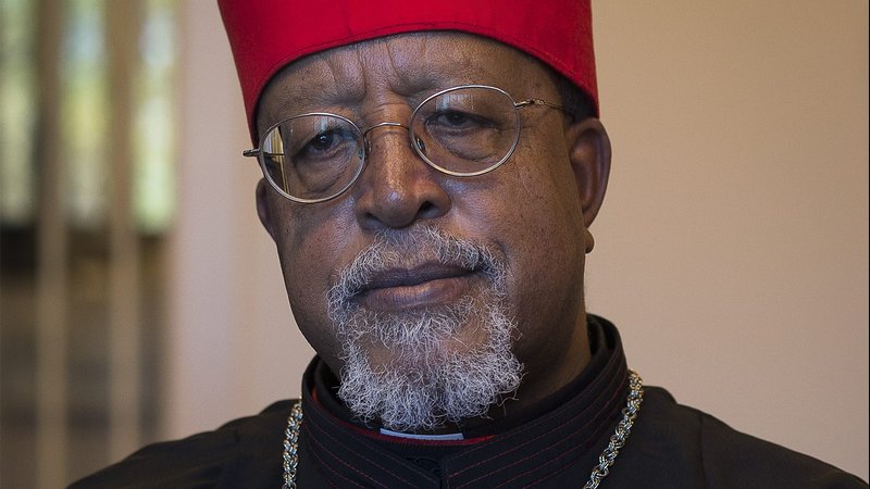 Ethiopian Cardinal Berhaneyesus Souraphiel is seen at the headquarters of the U.S. Conference of Catholic Bishops in Washington Oct. 24, 2019. (CNS photo/Tyler Orsburn)