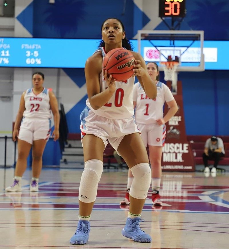 Jasmine Jones scored a career-high 26 points for LMU in its 74-49 loss at Portland Jan. 23. (LMU Athletics)