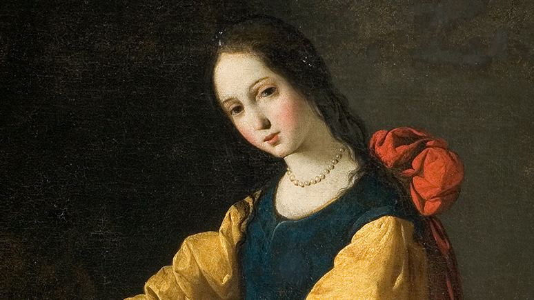 Saint Agatha, detail from a painting of Francisco de Zurbarán. (Wikipedia)