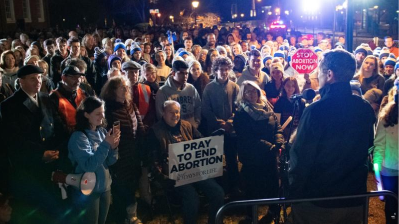 Maryland March for Life participants gather in Annapolis Feb. 24, 2020. Hundreds of people rallied through the streets of the Maryland capital during the annual march, urging more state restrictions on abortion and opposing a bill that would make doctor-assisted suicide legal in the state. (CNS photo/Kevin J. Parks, Catholic Review)