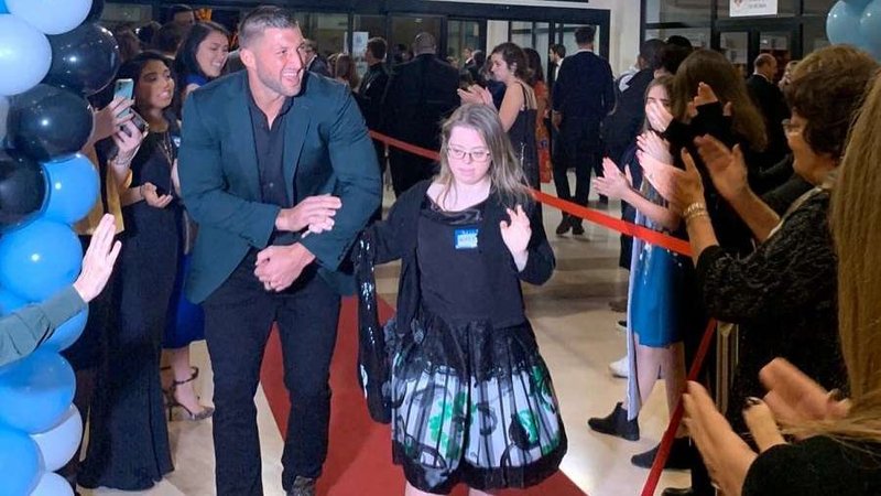 Tim Tebow and a guest at Rome's Night to Shine, Feb. 4. 2020. (Courtney Mares/CNA)