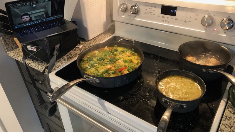 This is the meal Father Gervan Menezes, associate pastor at St. Philip Catholic Church in Franklin, Tenn., prepared for a virtual fish fry he held March 27, 2020, for the students at with University Catholic in Nashville. (CNS photo/courtesy Father Gervan Menezes)