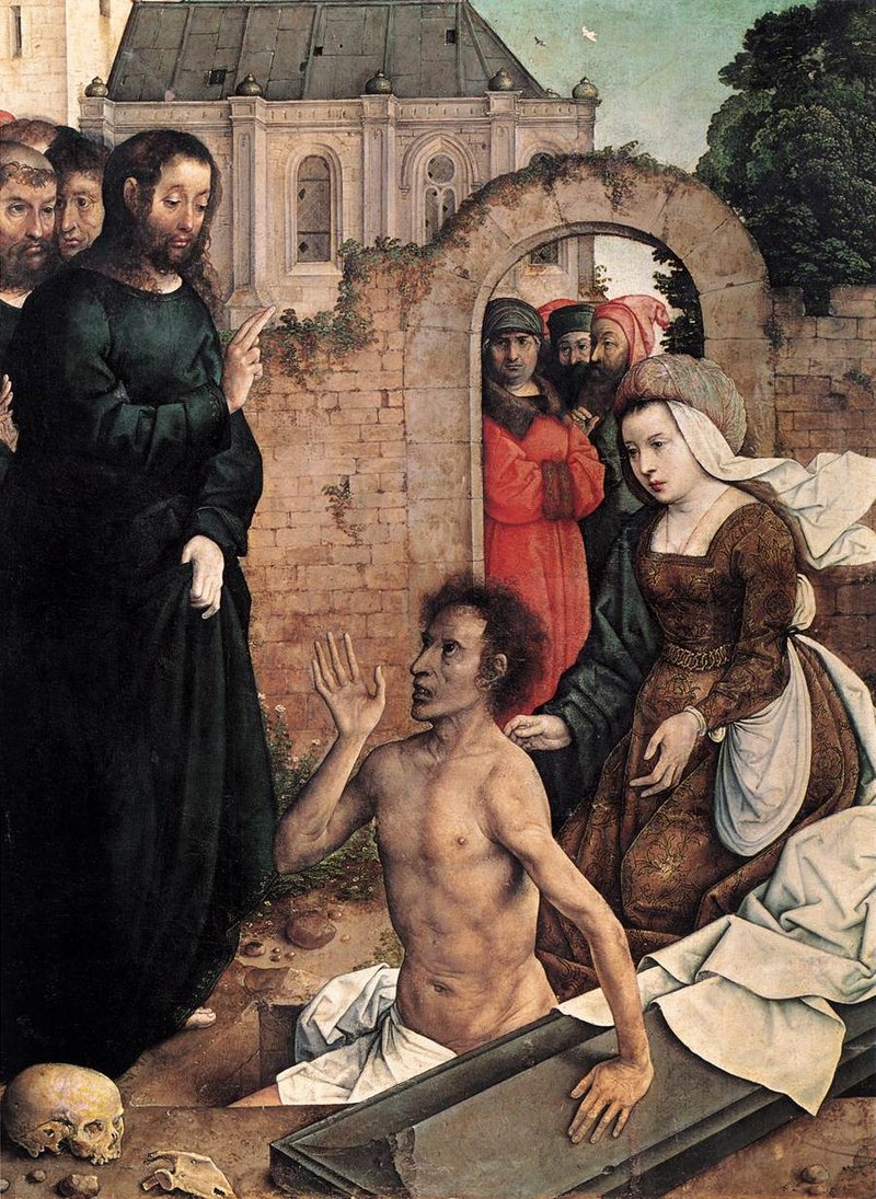 “The Resurrection of Lazarus,” by Juan de Flandes, 1450-1519, Flemish. (Wikimedia Commons)