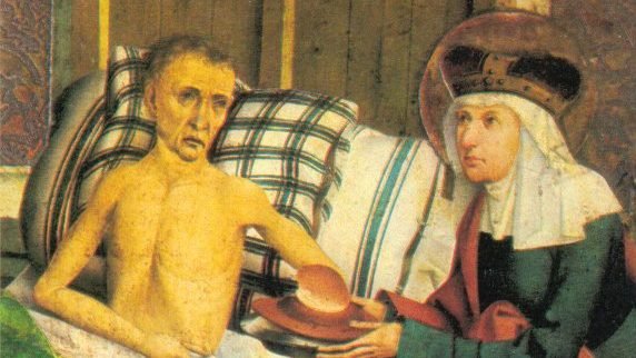 "Agnes of Bohemia Tending the Sick," by the Bohemian Master, 1482. (Wikipedia)