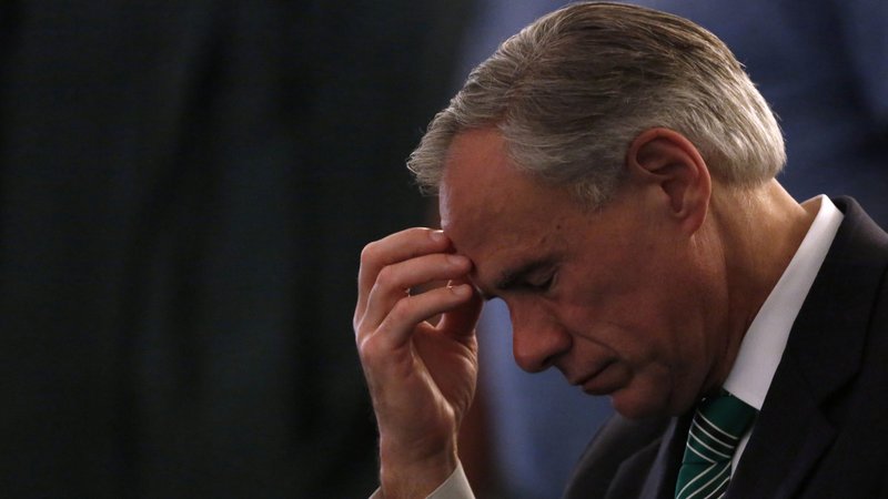 Texas Gov. Greg Abbott, who is Catholic, reacts during a prayer service May 20, 2018, at a church in Santa Fe, Texas. A federal appeals court has allowed temporary enforcement of the Texas governor's order stopping elective procedures, including abortions, during the coronavirus (COVID-19) pandemic. (CNS photo/Jonathan Bachman, Reuters)