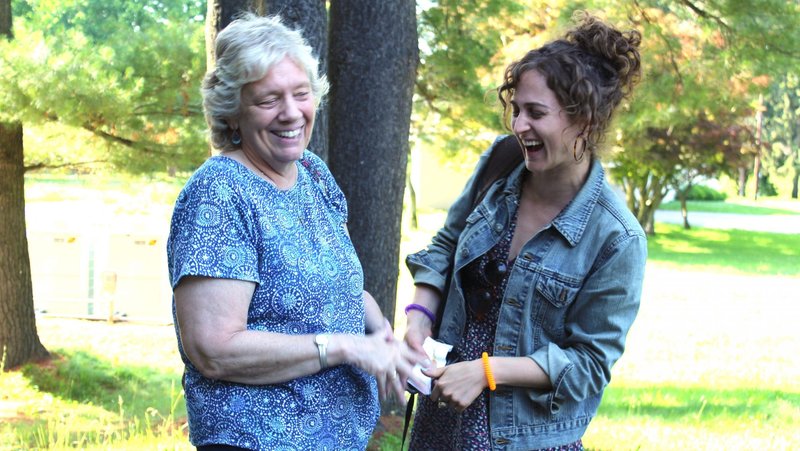 Dominican Sister Connie Koch and Leah Feder are seen at the Dominican Sisters of Hope's retreat center in Ossining, N.Y., June 23, 2019. For four years, the "Nuns and Nones" movement has been cultivating an intergenerational community that addresses the existential questions now plaguing the rest of the world amid a global pandemic.(CNS photo/courtesy Dominican Sisters of Hope)