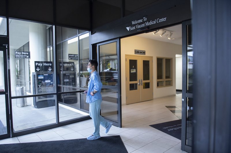 The Los Angeles Surge Hospital (LASH) is open at the site of the former St. Vincent Hospital in Los Angeles. (Los Angeles County)