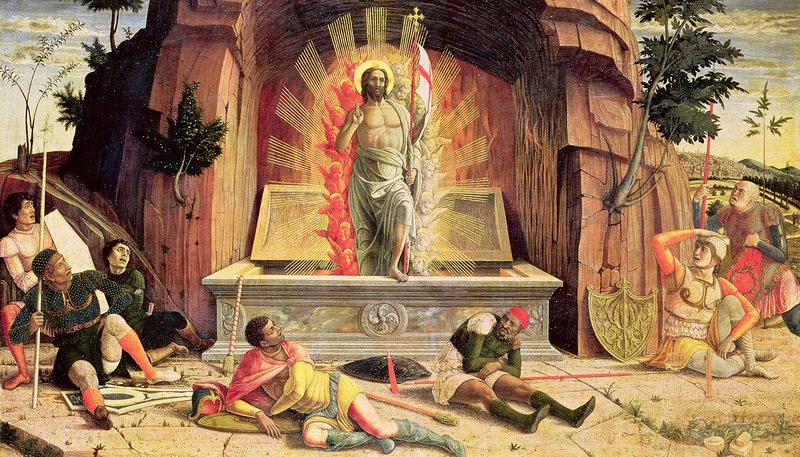 "The Resurrection" is depicted in a 15th-century painting by Italian painter Andrea Mantegna. (CNS photo/Bridgeman Images)