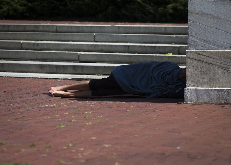 A homeless person is seen in Washington July 24, 2019. (CNS photo/Tyler Orsburn)