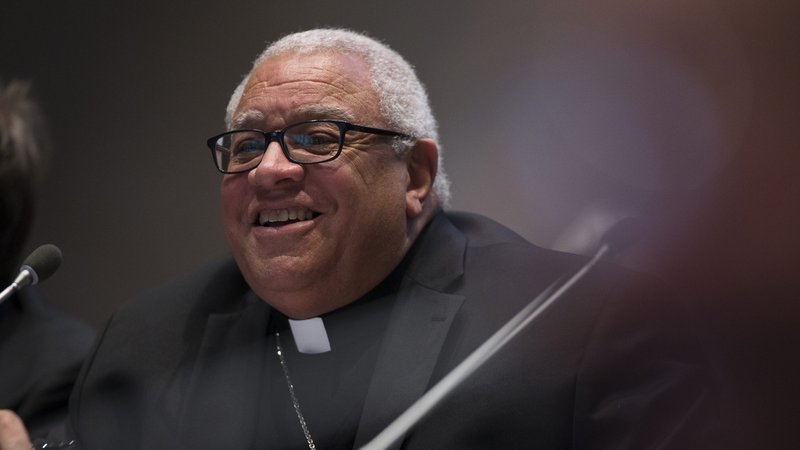 Bishop George V. Murry of Youngstown, Ohio, is seen in this 2018 file photo. Msgr. John A. Zuraw, chancellor of the Diocese of Youngstown, announced May 26, 2020, that Bishop Murry submitted to Pope Francis his resignation for reasons of ill health. (CNS photo/Tyler Orsburn)
