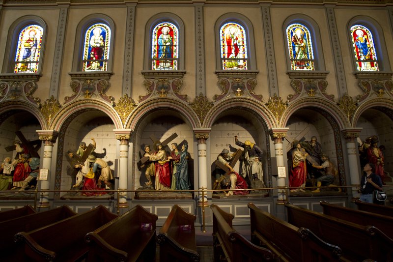 Life-size Stations of the Cross at St. Anthony's Chapel on Troy Hill in Pittsburgh in 2011. (Catholic News Service/Nancy Wiechec)