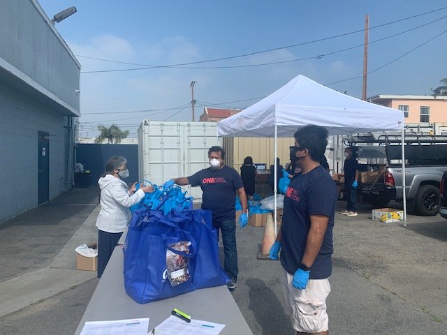 Volunteers package donations at a food drive at St. Thomas the Apostle Church. (Courtesy Office of Life, Justice and Peace)