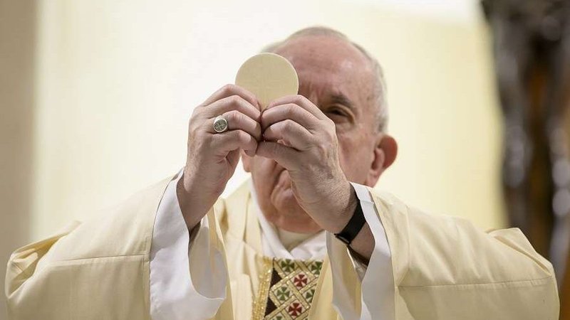 Pope Francis during Mass in the Casa Santa Marta May 16, 2020. (Vatican Media via CNA)