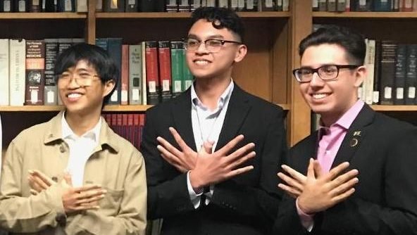 L-R: Aaron De Castro, Raphael Napiñas and George Flores are the 2020 Boeing mentors from Bosco Tech. (Courtesy Bosco Tech)