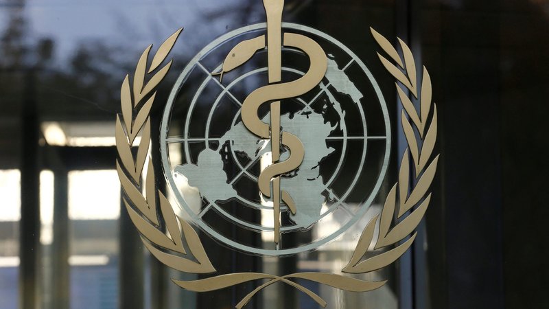 The World Health Organization logo is pictured at its headquarters in Geneva Nov. 22, 2017. (CNS photo/Denis Balibouse, Reuters)
