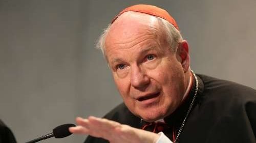 Cardinal Christoph Schönborn speaks at the launch of Amoris Laetitia at the Vatican April 8, 2016. (Daniel Ibáñez/CNA)