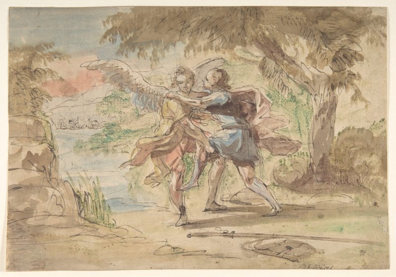 "Jacob and the Angel," Johann Jacob Eybelwieser, late 17th–mid-18th century, Austrian. (METROPOLITAN MUSEUM OF ART)