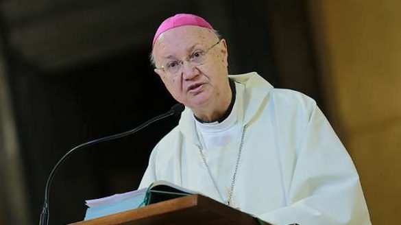 Archbishop Claudio Maria Celli says Mass in Rome Jan. 22, 2016. (Daniel Ibáñez/CNA)