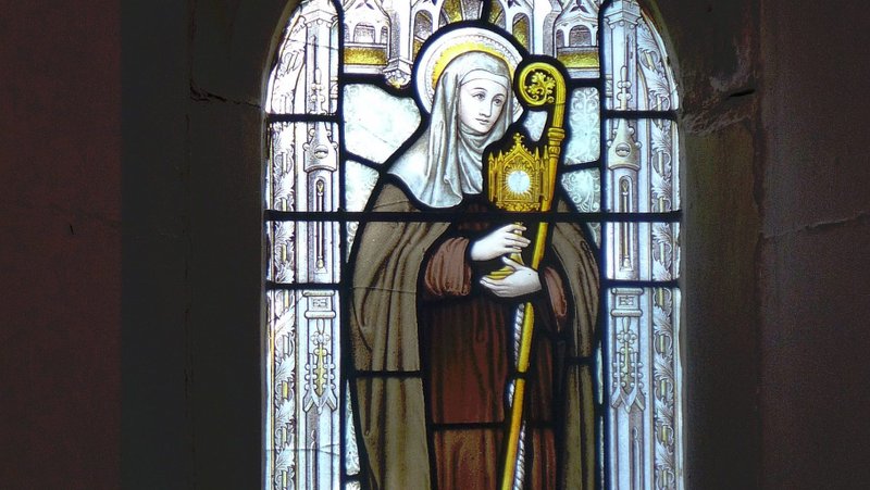 St. Clare of Assisi stained glass in St. Stephen's Church in South Kensington, London. (Shutterstock)