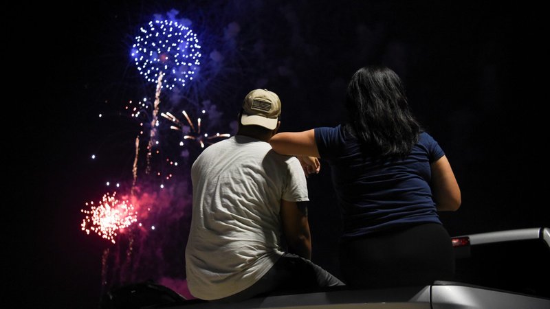 People in Katy, Texas, watch fireworks July 4, 2020. Bishops around the U.S. issued statements addressing the sin of racism as the country celebrated Independence Day. (CNS photo/Callaghan O'Hare, Reuters)