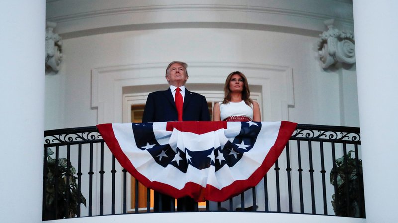 President Donald Trump and first lady Melania Trump are seen at the White House in Washington July 4, 2020. The president is expected to refile paperwork soon to end the Deferred Action for Childhood Arrivals program in compliance with the recent Supreme Court ruling. (CNS photo/Carlos Barria, Reuters)