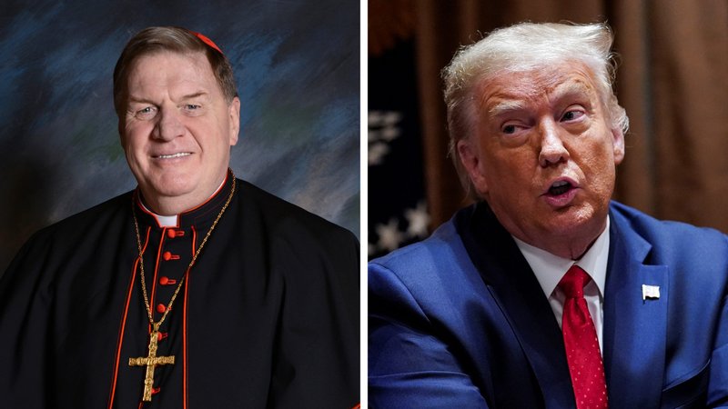 Cardinal Joseph W. Tobin of Newark, N.J., and President Donald Trump are seen in this composite photo. (CNS composite/photos by Archdiocese of Newark; Kevin Lamarque, Reuters)