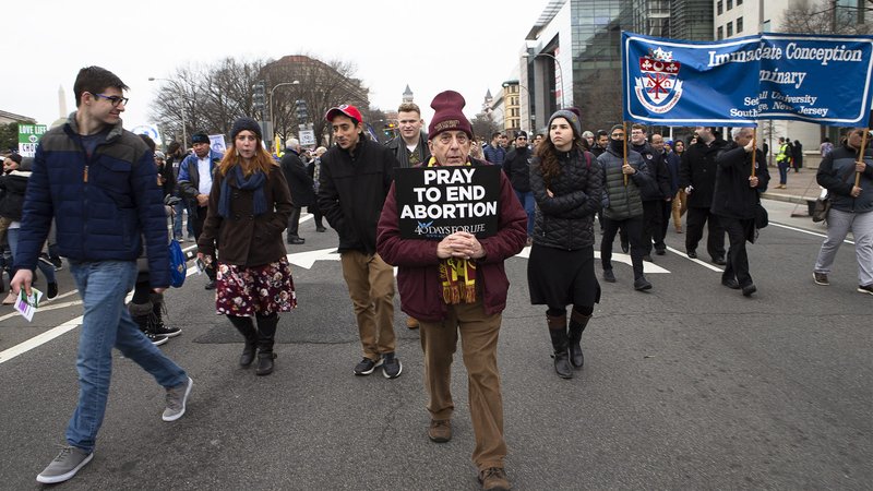 People walk up Constitution Avenue headed toward the U.S. Supreme Court while participating in the 47th annual March for Life in Washington Jan. 24, 2020. (CNS photo/Tyler Orsburn)