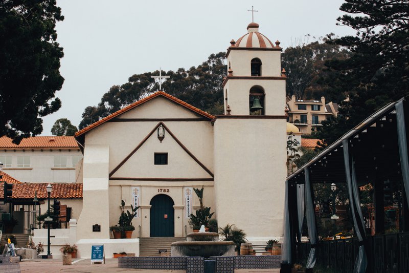 Mission Basilica San Buenaventura was unveiled as the first basilica in the Archdiocese of Los Angeles, and the 88th in the United States, during a special Mass held outside in the mission’s garden on July 15, 2020. (Colton Machado/Archdiocese of LA)