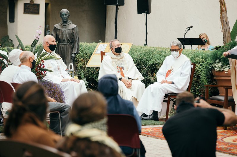 Mission Basilica San Buenaventura was unveiled as the first basilica in the Archdiocese of Los Angeles, and the 88th in the United States, during a special Mass held outside in the mission’s garden on July 15, 2020. (Colton Machado/Archdiocese of LA)