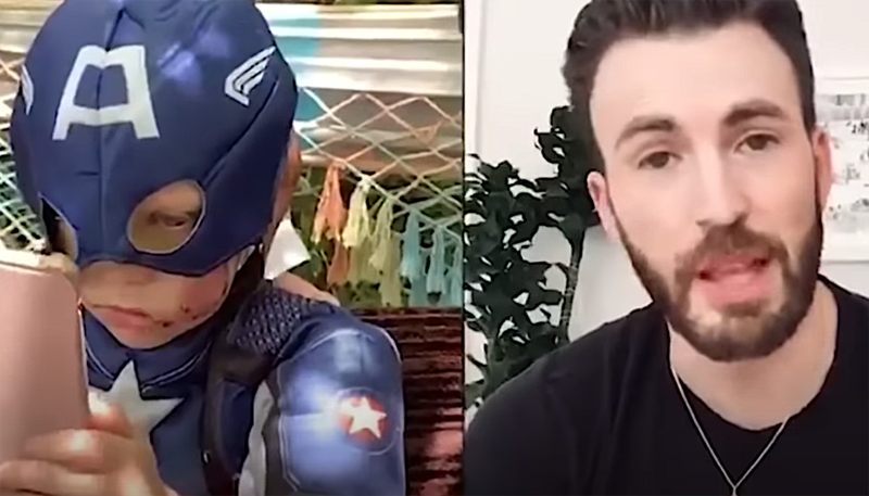 Walker Bridger and Chris Evans speak on a video call. (Screenshot via YouTube)