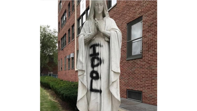 Statue of Mary outside Cathedral Prep School and Seminary, Queens, New York. (Diocese of Brooklyn)