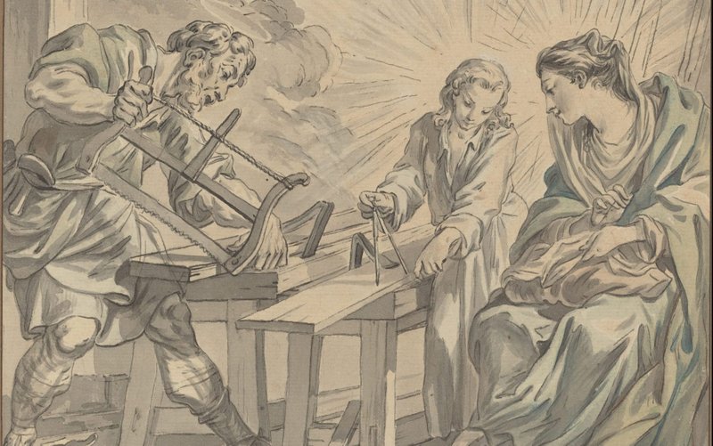“The Holy Family in the Carpenter’s Shop,” by Charles Eisen, French, circa 1755. (National Gallery of Art)