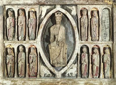 Christ in majesty with his apostles, unknown Spanish master, 1200.