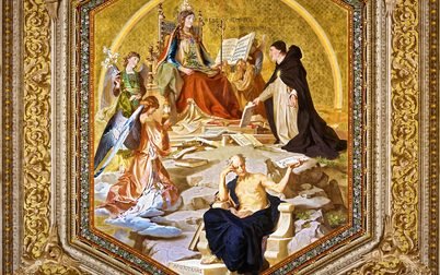 Ceiling Painting of St Thomas Aquinas Angelic Doctor (Bene Scripsisti De Me Thoma) in Vatican, Italy. (Shutterstock)