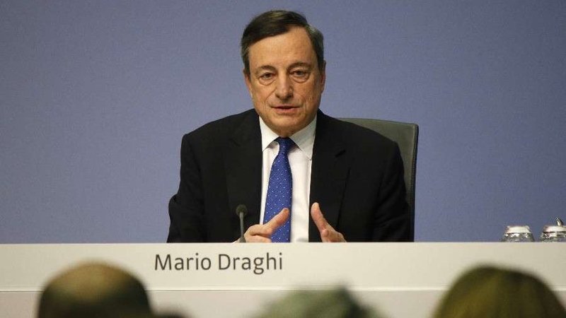 Mario Draghi at a press conference at the ECB headquarters in Frankfurt, Germany. (360b/Shutterstock)