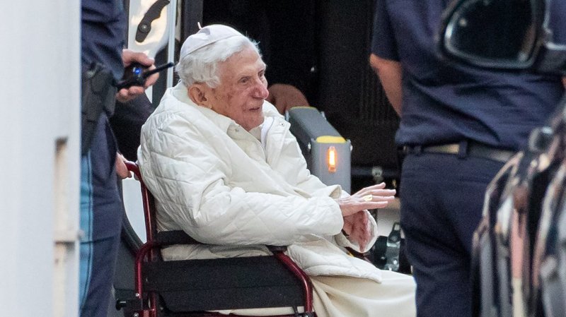 Retired Pope Benedict XVI is pictured during a visit to see his brother, Msgr. Georg Ratzinger, in Regensburg, Germany, June 19, 2020. (CNS photo/Daniel Karmann, DPA, Reuters)