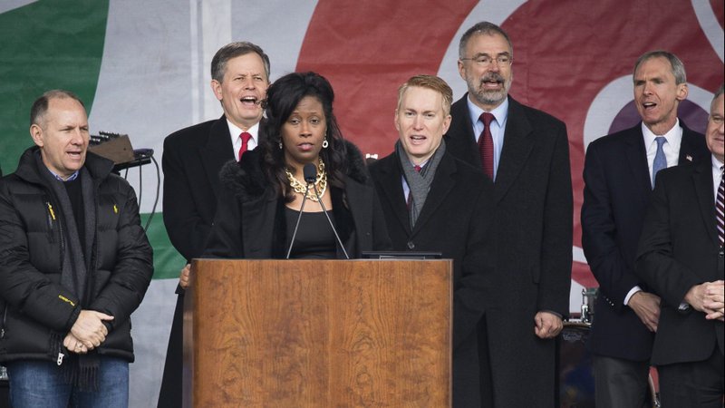 Louisiana state lawmaker Katrina Jackson speaks Jan. 18, 2019, during the annual March for Life rally in Washington. Jackson, elected to the Louisiana Senate in 2020, was a Louisiana state representative when she wrote a bill requiring abortion doctors to have admitting privileges at nearby hospitals, which the U.S. Supreme Court struck down June 29, 2020. (CNS photo/Tyler Orsburn)
