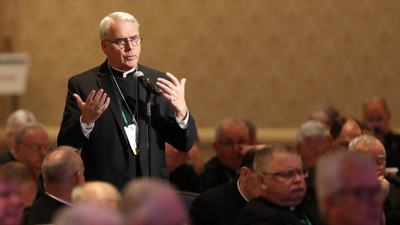 Archbishop Paul S. Coakley of Oklahoma City is seen in this 2018 file photo at the fall general assembly of the U.S. Conference of Catholic Bishops in Baltimore. The archbishop chairs the USCCB's Committee on Domestic Justice and Human Development. (CNS photo/Bob Roller)