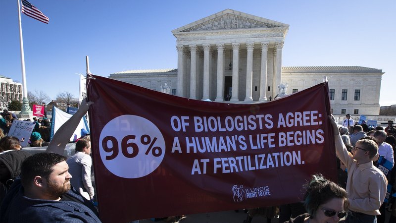 Pro-life demonstrators are seen near the U.S. Supreme Court in Washington March 4, 2020. (CNS photo/Tyler Orsburn)