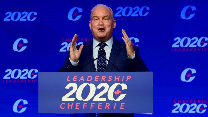 Erin O'Toole speaks after being elected head of the Conservative Party of Canada in Ottawa, Ontario, Aug. 24, 2020. (CNS photo/Sean Kilpatrick, pool via Reuters)