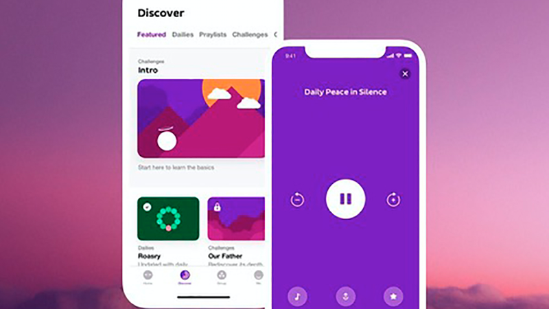 This is a rendering of the Catholic prayer and meditation Hallow App, which has experienced a dramatic increase in popularity. (CNS graphic/courtesy Hallow)