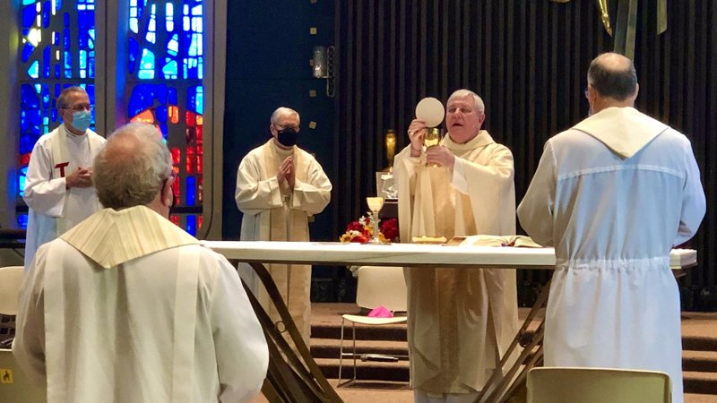 Archbishop Jerome E. Listecki of Milwaukee celebrates a Mass for the people of Kenosha, Wis., at St. Mark Church August 27. (CNS photo/courtesy Jerry Topczewski, Archdiocese of Milwaukee)
