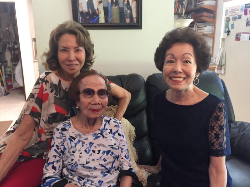 Caridad Papa (center) with her daughters Candy Colayco, left, and Josette Kier, right, in an undated photo. (Courtesy of Papa family)